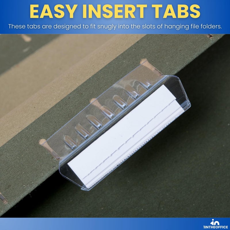 1InTheOffice Clear Hanging Folder Tabs, and Inserts 3-1/2" x 5/8", 50/Pack (3 1/2") - Image 5
